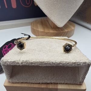 Elegant Gold and Black Hexagon Cuff Bracelet (937)